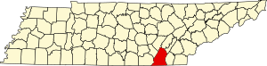 Map of Tennessee highlighting Hamilton County