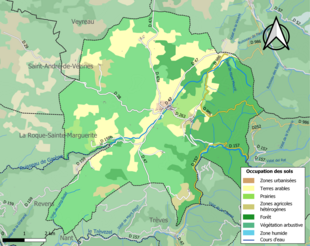 Carte en couleurs présentant l'occupation des sols.