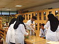 Medical students of anatomy, before an exam in moulage, Iran