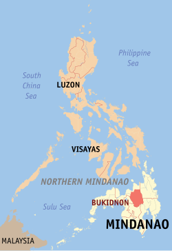 Mapa iti Filipinas a mangipakita ti pakasarakan iti Bukidnon.