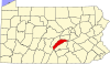 State map highlighting Juniata County