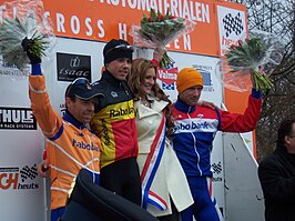 Het mannenpodium in 2006, v.l.n.r.: Richard Groenendaal, winnaar Sven Nys en Gerben de Knegt