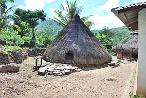 Traditionelles Haus in Pope, südwestlich von Watu