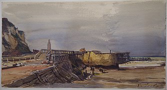 Plage et remparts, aquarelle et gouache, Paris, musée du Louvre.