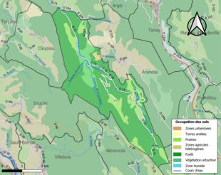 Carte en couleurs présentant l'occupation des sols.