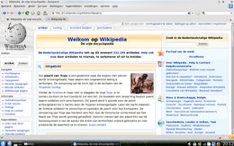 Konqueror che utilizza KHTML per visualizzare la home page di Wikipedia.