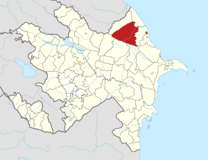 Map of Azerbaijan showing Quba rayon