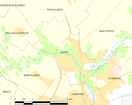 Mapa obce Lèves