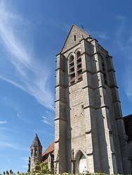 The bell tower of the church of the Assumption, in Haravilliers