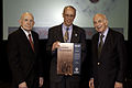 Arvin Smith (left), George Hatsopoulos (right), receiving award from Tom Tritton (center), 2011