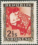 Stamp of Indonesia - 1949 - Colnect 615547 - Batik worker.jpeg