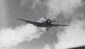 Kamikaze assault: Japanese Yokosuka D4Y3 Suisei dive bomber ("Judy") dives on the Essex (November 25, 1944)