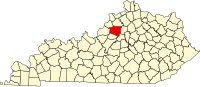 Map of Kentaki highlighting Shelby County