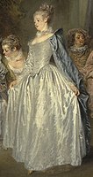 Antoine Watteau, Les Fêtes vénitiennes, vers 1717–1719, huile sur toile, detail, Galerie nationale d'Écosse, Édimbourg