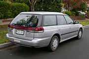 Subaru Liberty LX station wagon (Australia) with clear rear turn signal lenses and amber bulbs.