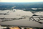 Interchange with I-29 looking toward the Mormon Bridge from Council Bluffs on June 16, 2011 during the 2011 Missouri River floods