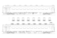 キハ56系・キハ58系側面図 北海道仕様キハ27（上） 本州仕様キハ58（下）