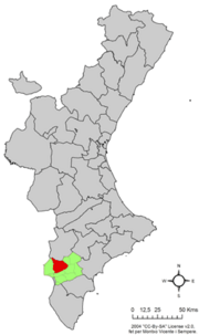 Localização do município de Monóvar na Comunidade Valenciana