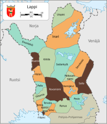 Mapa finské provincie Laponsko