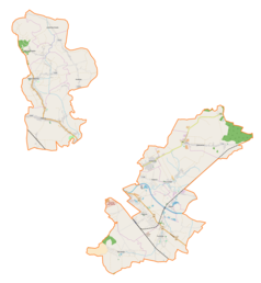 Mapa konturowa gminy wiejskiej Jarosław, blisko centrum po prawej na dole znajduje się punkt z opisem „Surochów”