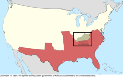 Map of the change to the international disputes involving the United States in central North America on December 10, 1861