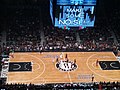 The Brooklyn Nets' maple chevron parquet floor at Barclays Center