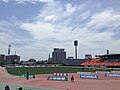 サッカー公式戦開催時の鹿児島県立鴨池陸上競技場（2014年5月）