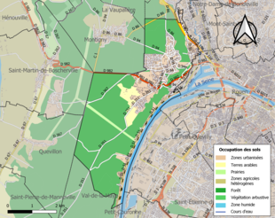 Carte en couleurs présentant l'occupation des sols.