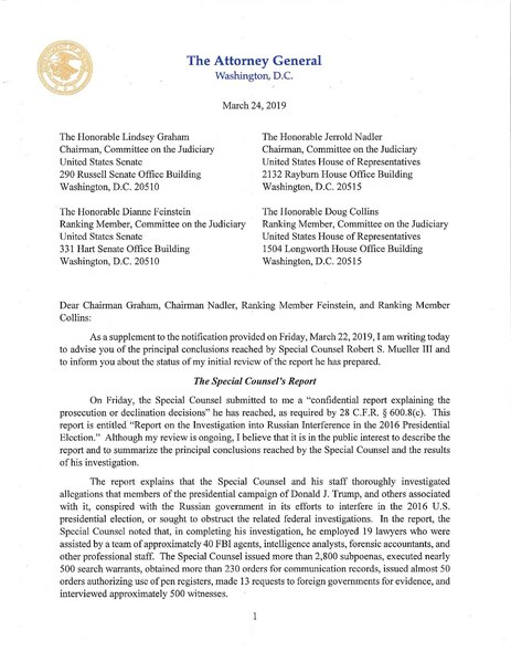 File:AG March 24 2019 Letter to House and Senate Judiciary Committees.pdf