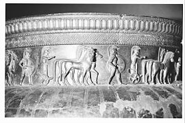 Vix krater, found in Vix in 1953, now displayed in the Musée du Châtillonnais, in Châtillon-sur-Seine