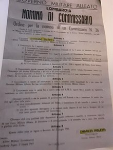 Documento governo militare alleato