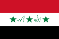 The flag of Iraq (1991–2004), a charged horizontal triband.