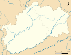 Mapa konturowa Górnej Saony, w centrum znajduje się punkt z opisem „Ferrières-lès-Scey”