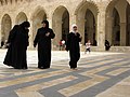 Visitors in the courtyard