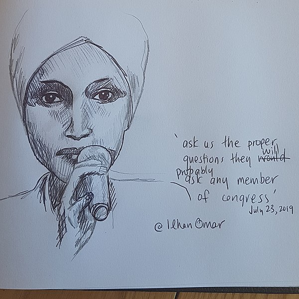 File:Biro and pencil sketch of Ilhan Omar by L Maule.jpg