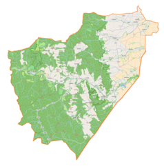 Mapa konturowa gminy Fredropol, po prawej znajduje się punkt z opisem „Sierakośce”