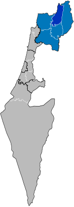 Northern District in blue, with Safed Subdistrict in dark blue