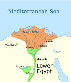 Orange shading indicates the territory possibly under control of the 14th Dynasty, according to Ryholt.[1]