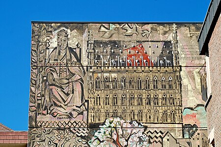 Martin V et l'hôtel de ville de Louvain.