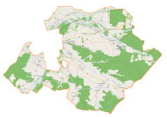 Mapa konturowa gminy wiejskiej Lubaczów, po prawej nieco u góry znajduje się punkt z opisem „Kaplisze”