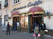 A typical cafe in Asmara selling panettone