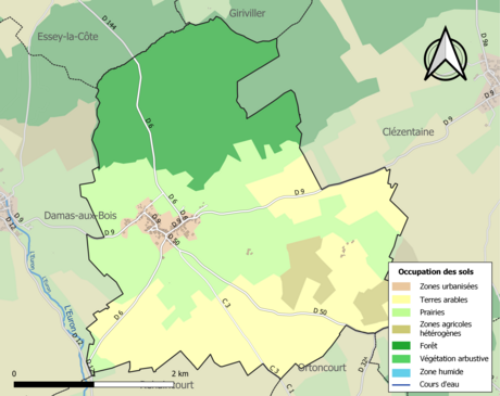 Carte en couleurs présentant l'occupation des sols.