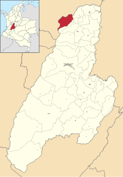 Location of the municipality and town of Herveo in the Tolima Department of Colombia.