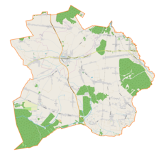 Mapa konturowa gminy Koziegłowy, w centrum znajduje się punkt z opisem „Koziegłówki”