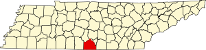 Map of Tennessee highlighting Lincoln County