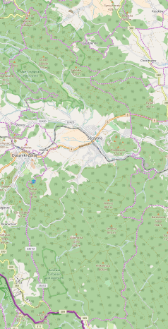 Mapa konturowa Szczytnej, w centrum znajduje się punkt z opisem „Bobrowniki”