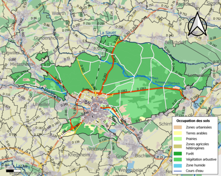 Carte en couleurs présentant l'occupation des sols.