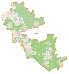 Mapa konturowa gminy wiejskiej Wejherowo, u góry nieco na lewo znajduje się punkt z opisem „Pryśniewo”