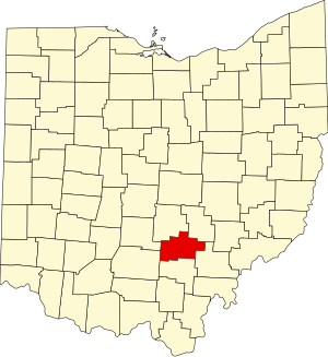 Map of Ohio highlighting Hocking County