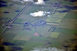 Aerial view of Wymark (2013) from south by southeast